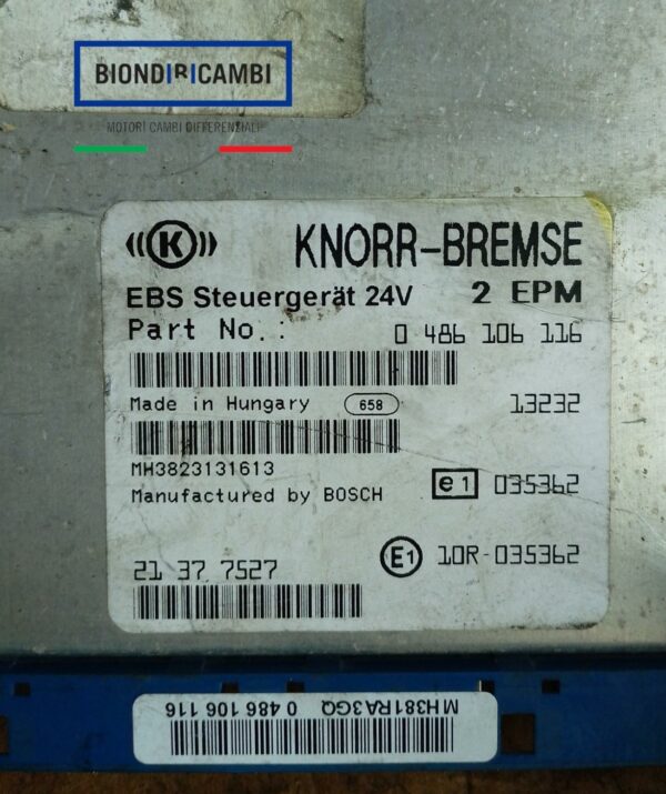 Centralina EBS Knorr-Bremse 0 486 106 116 Volvo 21377527